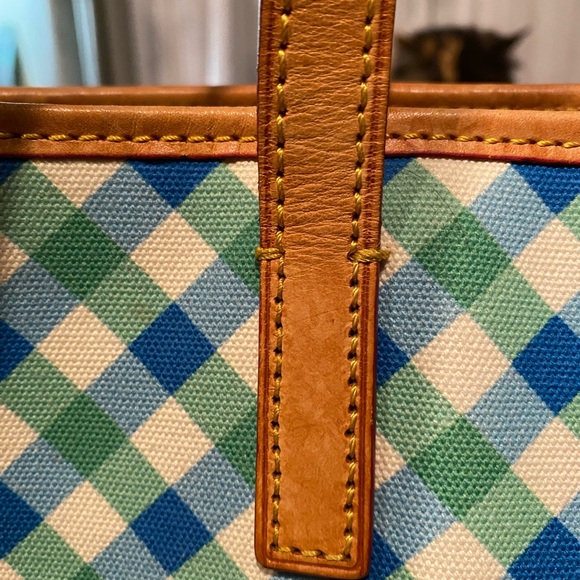 Dooney & Bourke Plaid Green and Blue Canvas Tote - Picture 11 of 15